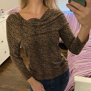Talbots Cowl Neck Animal Print Blouse